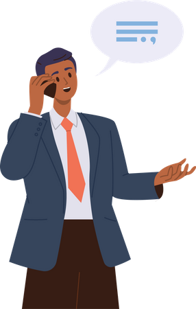 Businessman talking on phone  Illustration