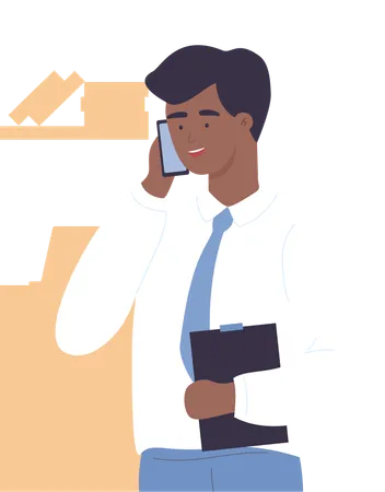 Businessman talking on phone  Illustration