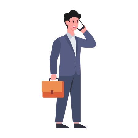 Businessman talking on phone  Illustration