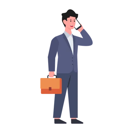 Businessman talking on phone  Illustration