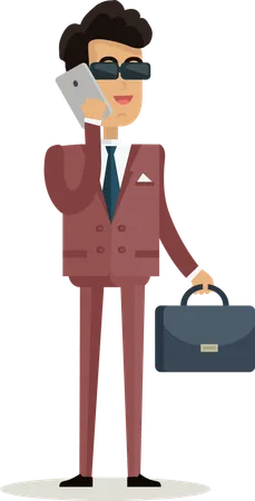 Businessman talking on phone  Illustration