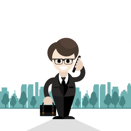 Businessman Talking On Phone  Illustration