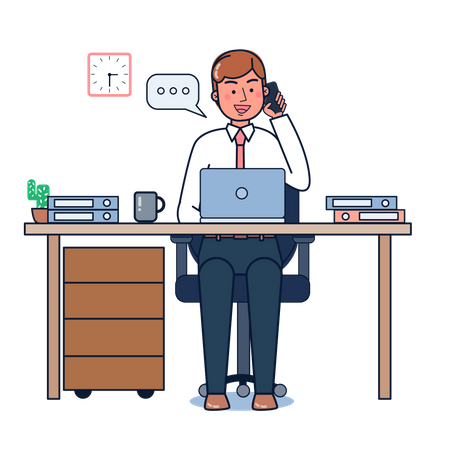 Businessman talking on phone  Illustration