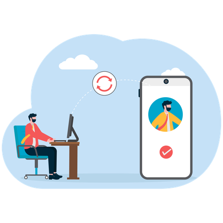 Businessman talking on video call  Illustration