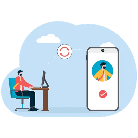 Businessman talking on video call  Illustration