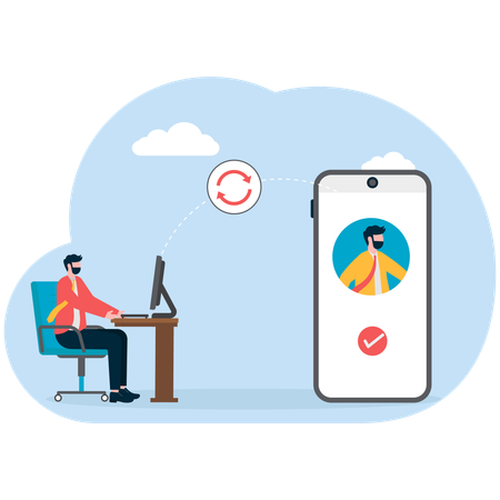 Businessman talking on video call  Illustration