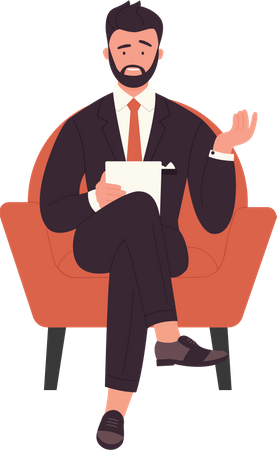 Businessman talking on video call  Illustration