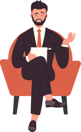 Businessman talking on video call  Illustration