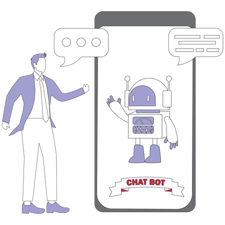 Businessman talking to ai chatbot  Illustration
