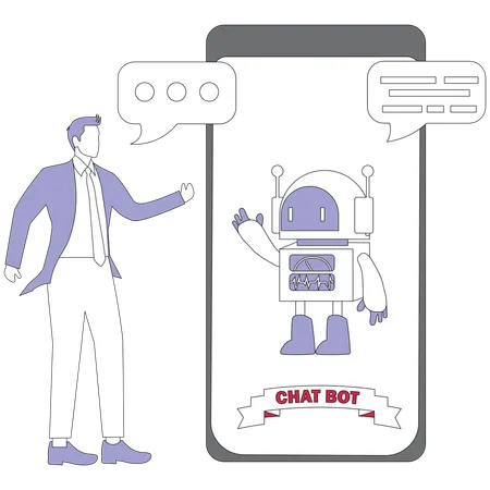 Businessman talking to ai chatbot  Illustration