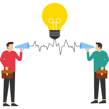 Communicate Ideas Suggestions Or Solutions Brainstorm Or Discuss In Meetings Good Communication Skills For Business Businessman Talking To Colleagues Over Telephone Line With Light Bulb Symbol Illustration