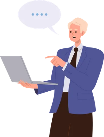 Businessman talking using laptop  Illustration