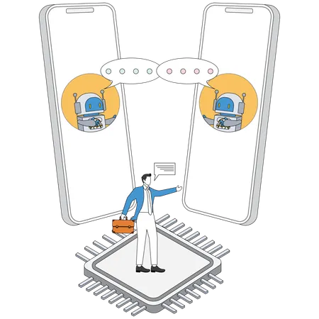 Businessman talking with chatbot  Illustration