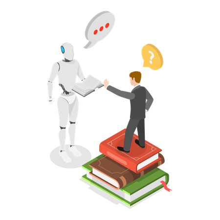 Businessman talking with customer support chatbot  Illustration