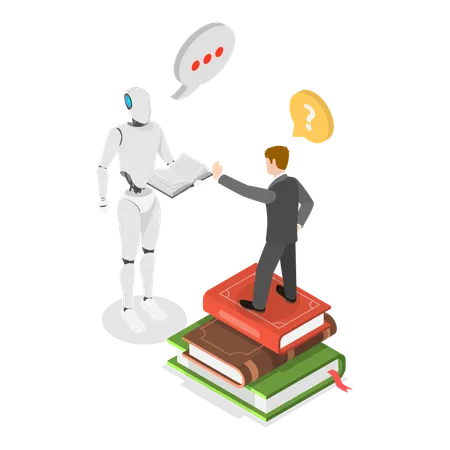 Businessman talking with customer support chatbot  Illustration