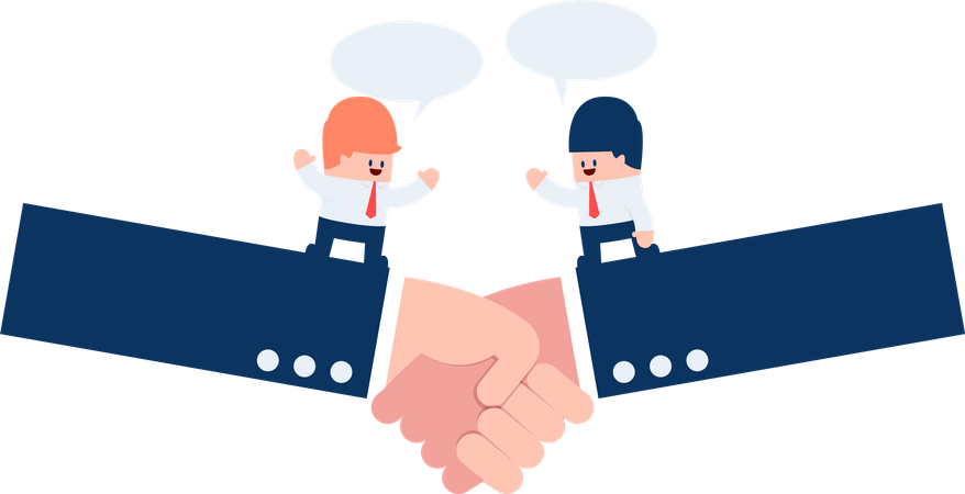 Businessman talking with partnership on a handshake  Illustration