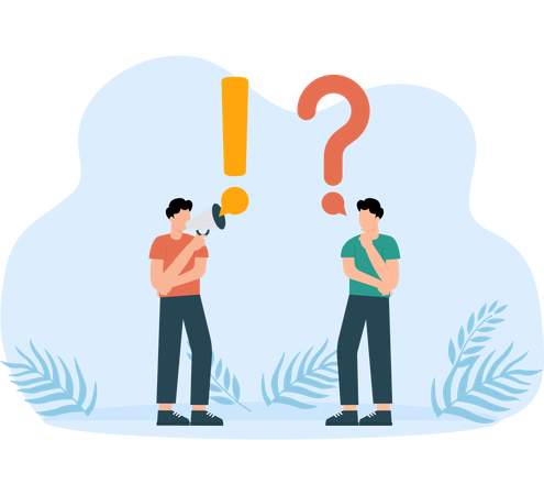 Businessman talking with speech bubble as exclamation mark  Illustration