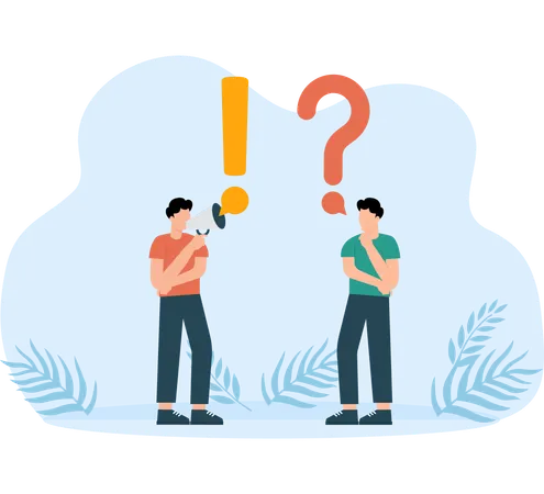 Businessman talking with speech bubble as exclamation mark  Illustration