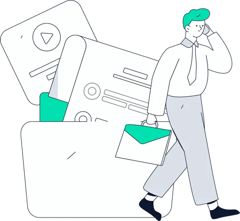 Businessman talks on phone  Illustration