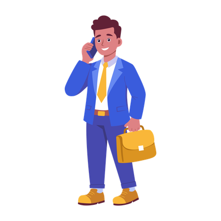 Businessman talks on phone  Illustration