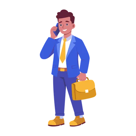 Businessman talks on phone  Illustration