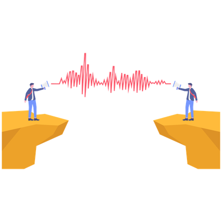 Businessman talks on string with employee  Illustration