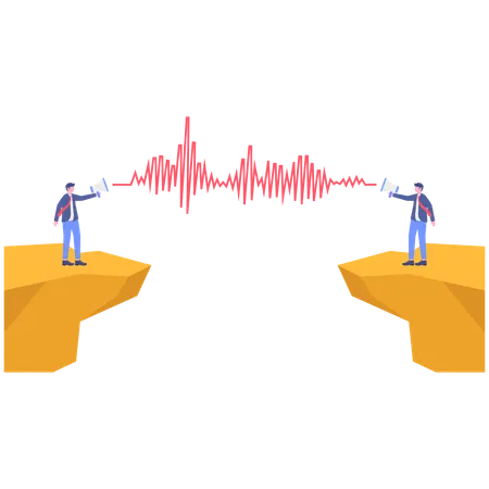 Businessman talks on string with employee  Illustration