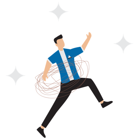 Businessman tangled in wire  Illustration