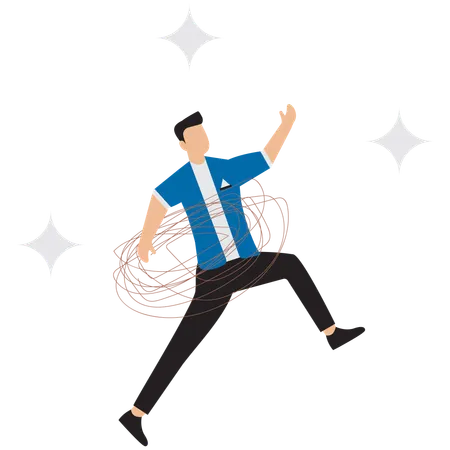 Businessman tangled in wire  Illustration