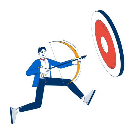 Businessman targeting goal with bow and arrow  Illustration