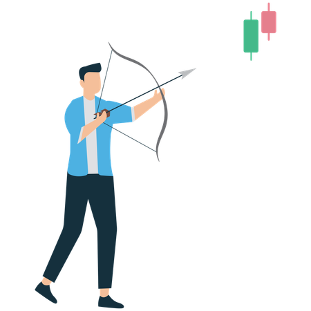 Businessman targeting stock market  Illustration