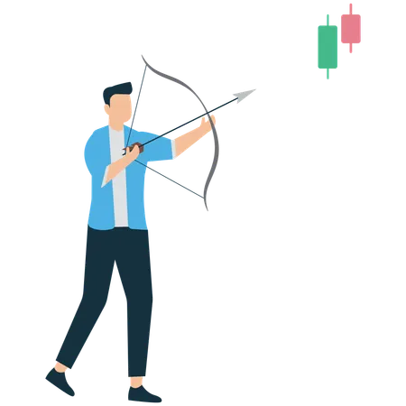 Businessman targeting stock market  Illustration