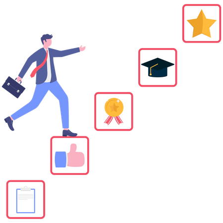 Businessman targets achievements of career  Illustration