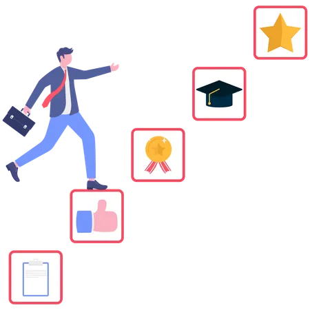 Businessman targets achievements of career  Illustration