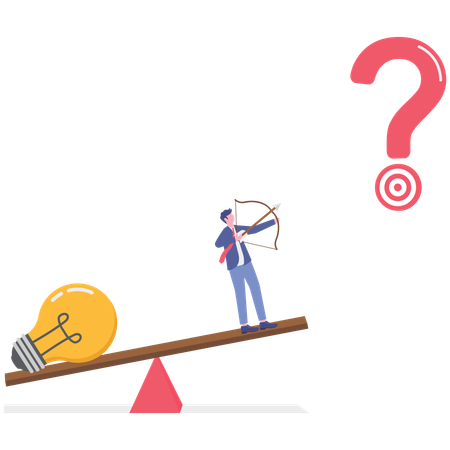 Businessman targets business questions  Illustration