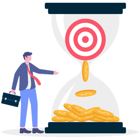 Businessman targets for company coins  Illustration