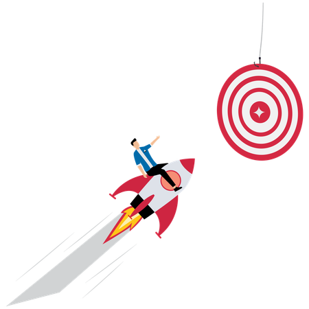 Businessman targets for launching project  Illustration