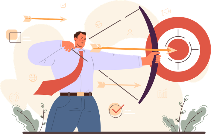 Businessman targets his company goals  Illustration