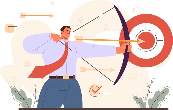 Businessman targets his company goals  Illustration