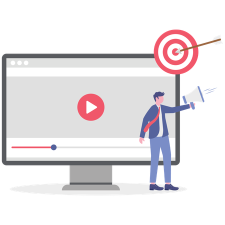 Businessman targets marketing goals  Illustration