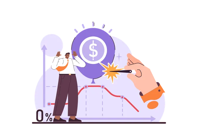 Asset Bubble Recession Significant Widespread And Prolonged Economic Stagnation Caused By Uneven Distribution Of Finances And Goods Economical Activity Decline Flat Vector Illustration Illustration