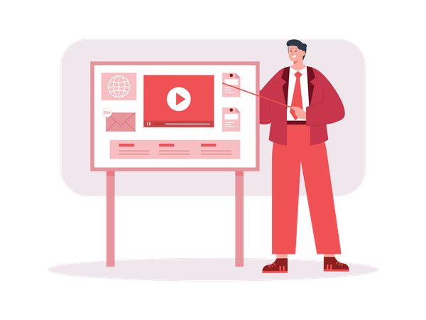 Businessman teaching video marketing strategy  Illustration