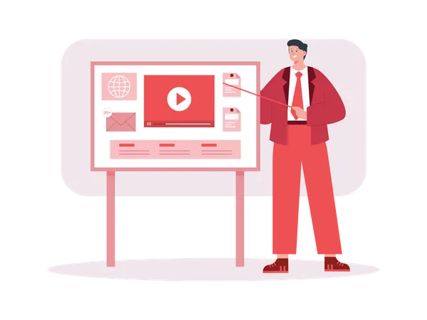 Businessman teaching video marketing strategy  Illustration