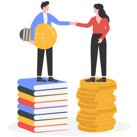 Businessman team give money for information  Illustration