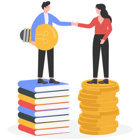 Businessman team give money for information  Illustration