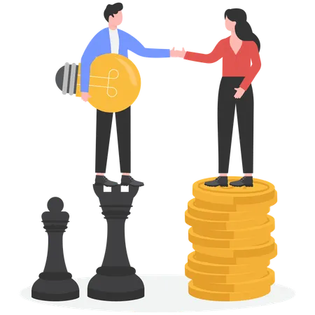 Businessman team give money for information  Illustration