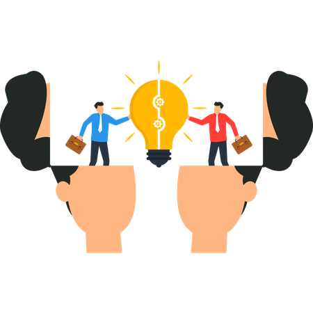 Businessman team working on Idea Generation  Illustration