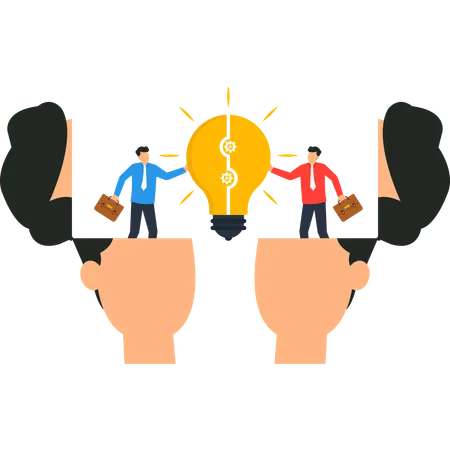 Businessman team working on Idea Generation  Illustration
