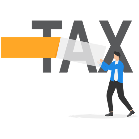 Businessman teared tax word  Illustration