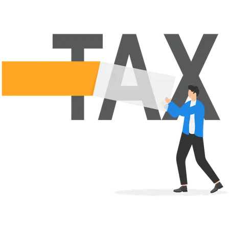 Businessman teared tax word  Illustration